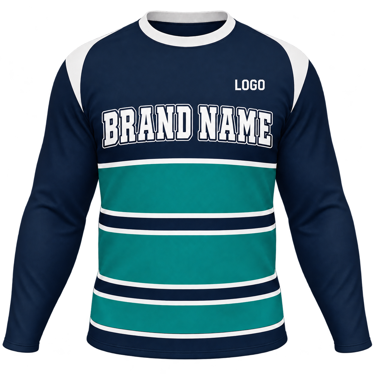 Navy and teal striped Dri-Fit long sleeve shirt