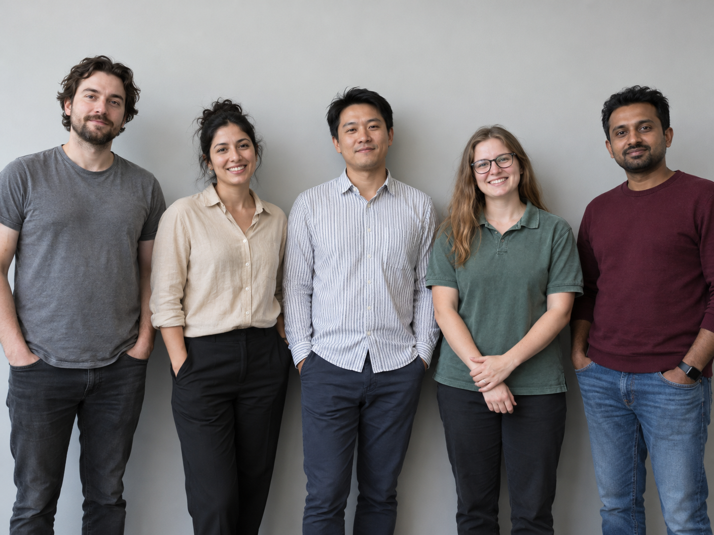 Employees in mismatched shirts of different colors and styles